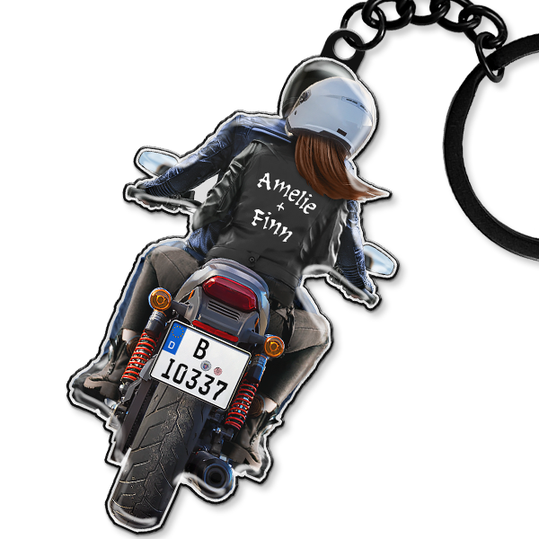 Personalisierter Motorrad-Schlüsselanhänger mit Namen und Kennzeichen – Tolle Geschenkidee für Biker-Paare und Motorradliebhaber! - auto4style