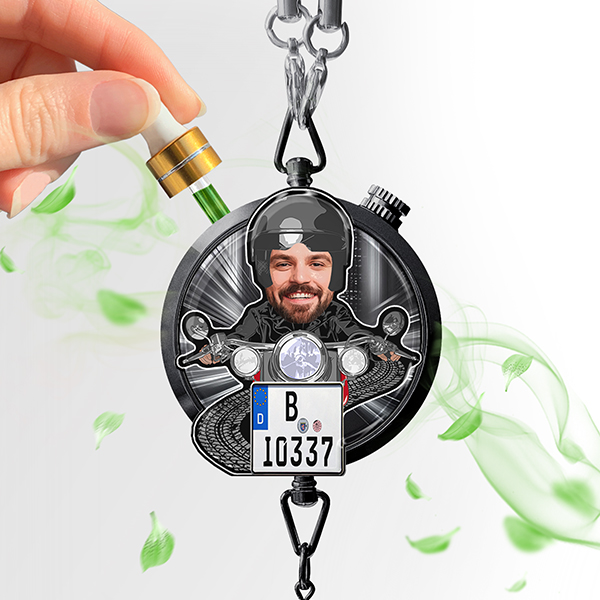Personalisierter Motorrad Lufterfrischer – Foto Lufterfrischer Motorradfahrer – Lufterfrischer mit eigenem Bild – Geschenk für Motorradfahrer!