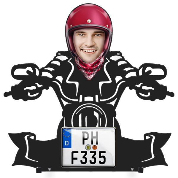 Personalisierter Wandschlüsselhalter Motorrad – Wandschlüsselhalter mit Nummernschild & Foto aus Metall – Geschenk für Motorradfahrer – Unikat!