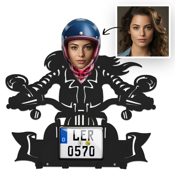 Wandschlüsselhalter mit Kennzeichen – Personalisiert mit Motorrad Foto & Bild – Geschenk für Motorradfahrerin – Stilvoll & Einzigartig! - auto4style