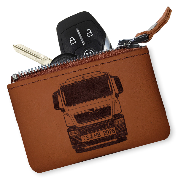 Schlüsseletui mit LKW – Personalisierte Schlüsseltasche mit Foto | Individuelle LKW Schlüsseltasche aus Leder – Praktisch & persönlich! - auto4style