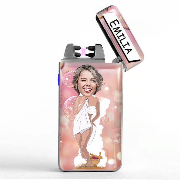 Mechero personalizado para mujer amante de la sauna – Mechero con nombre – Accesorio elegante para mujer – Regalo especial para novia