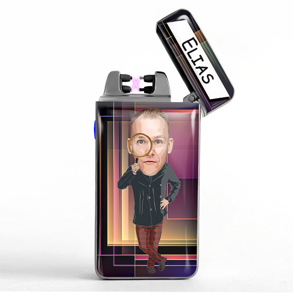 Personalised lighter for detective – Lighter with name for man – Accessory with detective motif – Creative and unique gift for man