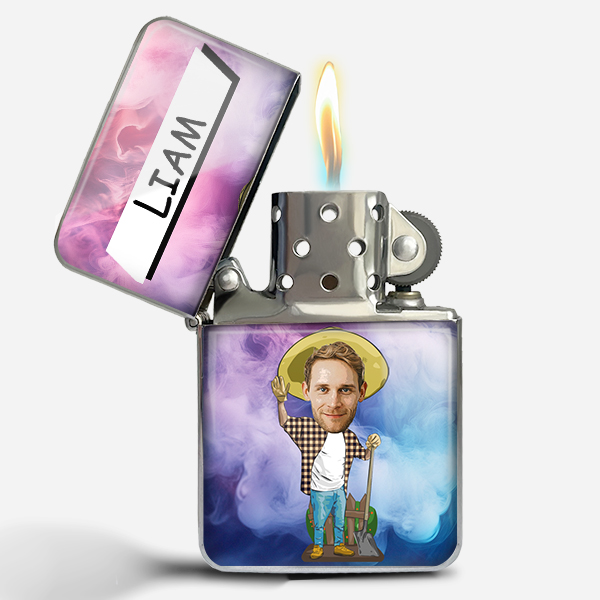 Personlig lighter til landmand – Lighter med navn og foto – Sjovt og stilfuldt tilbehør til landmandens hverdag – Unik gave til landmand